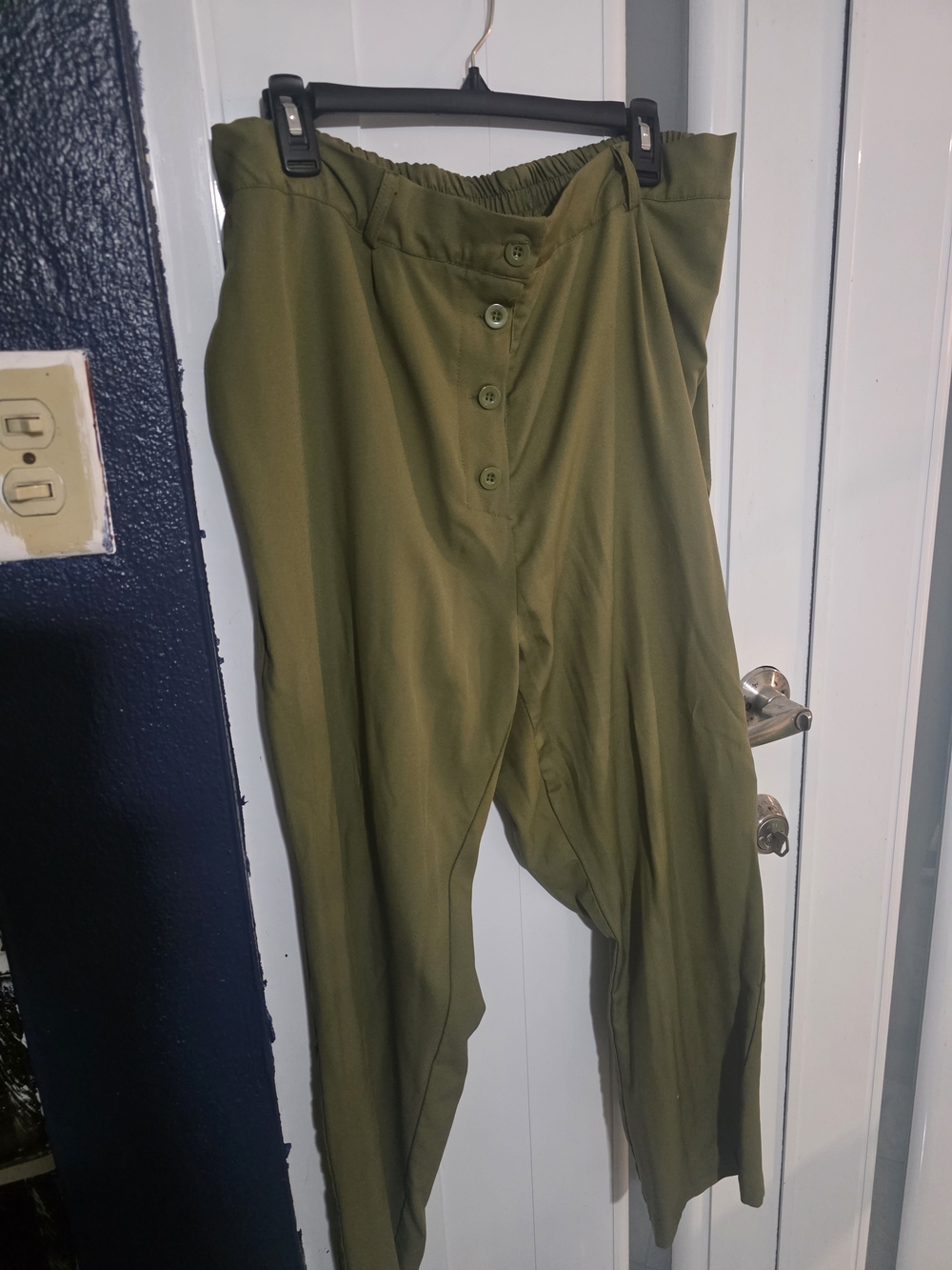 Love Culture Olive Green Button-Front Relaxed Chinos